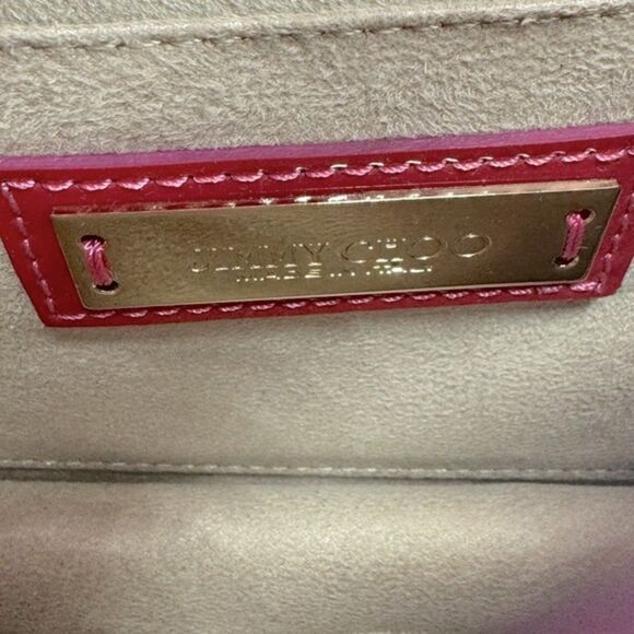 Auth Jimmy Choo Pink Patent Leather Suede 2way Rebel Crossbody Bag Preloved - Picture 13 of 14